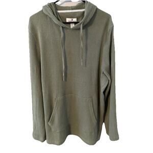 RAINFOREST Olive Waffle-Knit Hooded Shirt Size XL